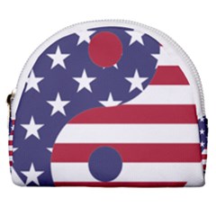 Yang Yin America Flag Abstract Horseshoe Style Canvas Pouch