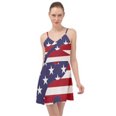 Yang Yin America Flag Abstract Summer Time Chiffon Dress by Sapixe