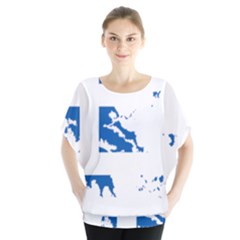 Greece Country Europe Flag Borders Batwing Chiffon Blouse