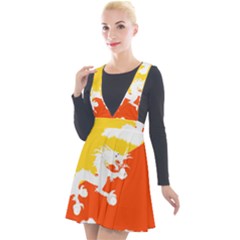 Borders Country Flag Geography Map Plunge Pinafore Velour Dress by Sapixe