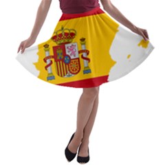 Spain Country Europe Flag Borders A-line Skater Skirt by Sapixe