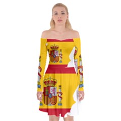 Spain Country Europe Flag Borders Off Shoulder Skater Dress