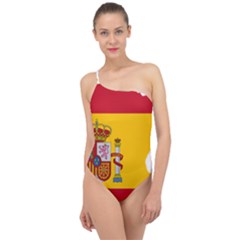 Spain Country Europe Flag Borders Classic One Shoulder Swimsuit