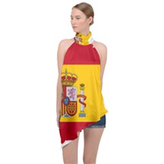 Spain Country Europe Flag Borders Halter Asymmetric Satin Top