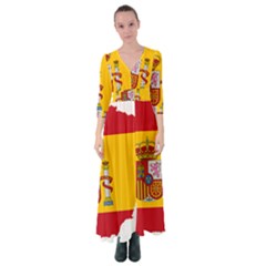 Spain Country Europe Flag Borders Button Up Maxi Dress by Sapixe