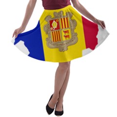 Andorra Country Europe Flag A-line Skater Skirt by Sapixe