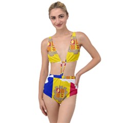 Andorra Country Europe Flag Tied Up Two Piece Swimsuit by Sapixe