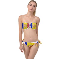 Andorra Country Europe Flag Twist Bandeau Bikini Set by Sapixe