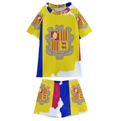 Andorra Country Europe Flag Kids  Swim Tee And Shorts Set by Sapixe