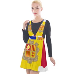 Andorra Country Europe Flag Plunge Pinafore Velour Dress by Sapixe