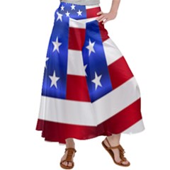 America Usa United States Flag Satin Palazzo Pants by Sapixe