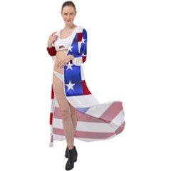 America Usa United States Flag Maxi Chiffon Beach Wrap by Sapixe