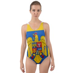 Romania Country Europe Flag Cut-out Back One Piece Swimsuit by Sapixe