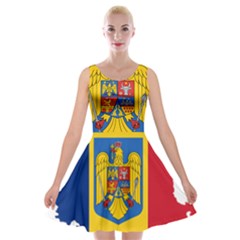 Romania Country Europe Flag Velvet Skater Dress