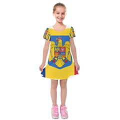 Romania Country Europe Flag Kids  Short Sleeve Velvet Dress by Sapixe