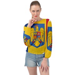Romania Country Europe Flag Banded Bottom Chiffon Top