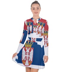 Serbia Country Europe Flag Borders Long Sleeve Panel Dress by Sapixe