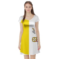 Vatican City Country Europe Flag Short Sleeve Skater Dress by Sapixe