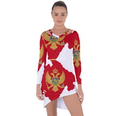 Montenegro Country Europe Flag Asymmetric Cut-out Shift Dress by Sapixe