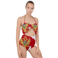Montenegro Country Europe Flag Scallop Top Cut Out Swimsuit by Sapixe