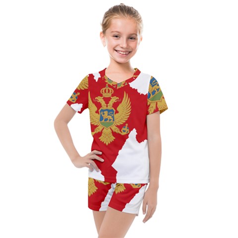 Montenegro Country Europe Flag Kids  Mesh Tee And Shorts Set by Sapixe