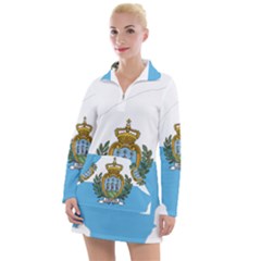 San Marino Country Europe Flag Women s Long Sleeve Casual Dress by Sapixe