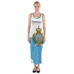 San Marino Country Europe Flag Fitted Maxi Dress