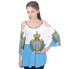 San Marino Country Europe Flag Flutter Tees