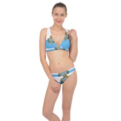 San Marino Country Europe Flag Classic Banded Bikini Set 