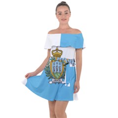 San Marino Country Europe Flag Off Shoulder Velour Dress