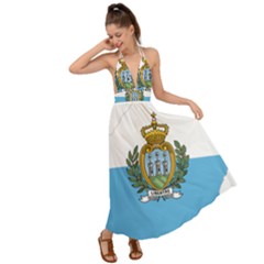 San Marino Country Europe Flag Backless Maxi Beach Dress