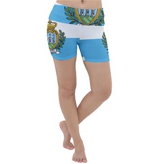 San Marino Country Europe Flag Lightweight Velour Yoga Shorts by Sapixe