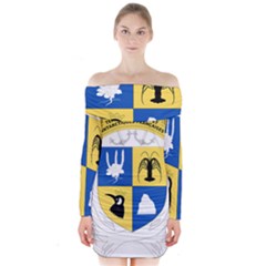 Coat Of Arms Of The French Southern And Antarctic Lands Long Sleeve Off Shoulder Dress by abbeyz71