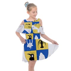 Coat Of Arms Of The French Southern And Antarctic Lands Kids  Shoulder Cutout Chiffon Dress by abbeyz71