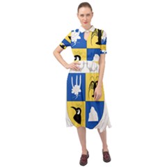 Coat Of Arms Of The French Southern And Antarctic Lands Keyhole Neckline Chiffon Dress by abbeyz71