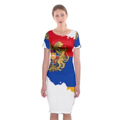 Borders Country Flag Geography Map Classic Short Sleeve Midi Dress by Sapixe