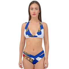 Borders Country Flag Geography Map Double Strap Halter Bikini Set