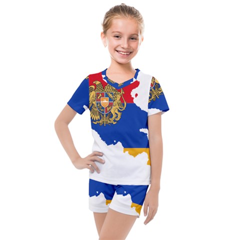 Borders Country Flag Geography Map Kids  Mesh Tee And Shorts Set by Sapixe