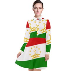 Flag Iran Tajikistan Afghanistan Long Sleeve Chiffon Shirt Dress by Sapixe