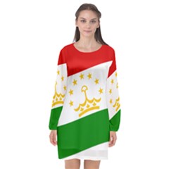 Flag Iran Tajikistan Afghanistan Long Sleeve Chiffon Shift Dress  by Sapixe