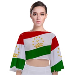 Flag Iran Tajikistan Afghanistan Tie Back Butterfly Sleeve Chiffon Top