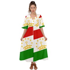 Flag Iran Tajikistan Afghanistan Kimono Sleeve Boho Dress by Sapixe