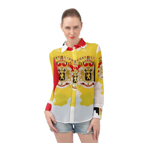 Belgium Country Europe Flag Long Sleeve Chiffon Shirt by Sapixe