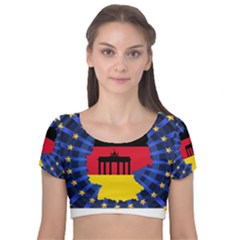 Republic Germany Deutschland Map Velvet Short Sleeve Crop Top  by Sapixe