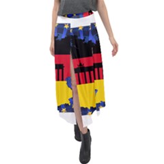 Republic Germany Deutschland Map Velour Split Maxi Skirt by Sapixe