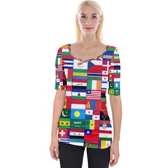 Flags Countries International Wide Neckline Tee