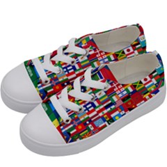 Flags Countries International Kids  Low Top Canvas Sneakers