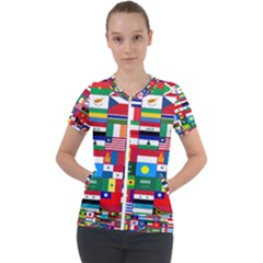 Flags Countries International Short Sleeve Zip Up Jacket by Sapixe
