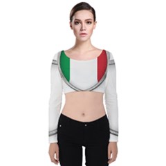 Flag Italy Country Italian Symbol Velvet Long Sleeve Crop Top by Sapixe