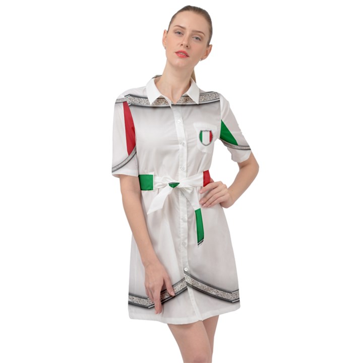 Flag Italy Country Italian Symbol Belted Shirt Dress